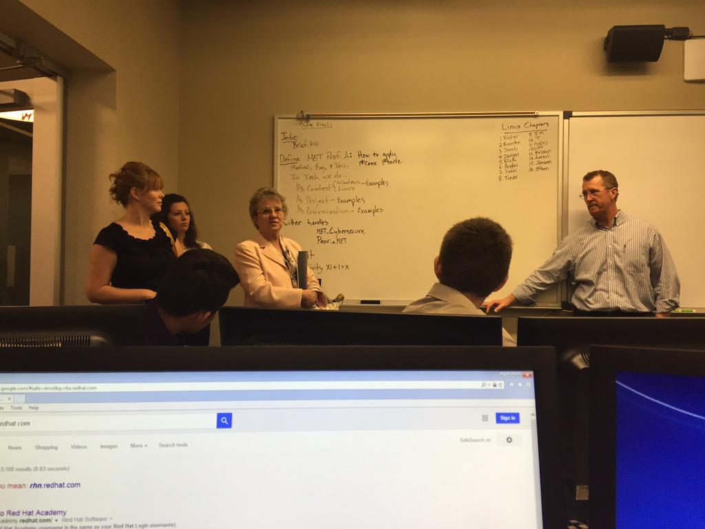 JacobBSchoen's tweet photo. Diane Douglas came to check out the Cyber Security branch of MET #PeoriaMET #MET_Cybersecure http://t.co/wRncG9bqgm