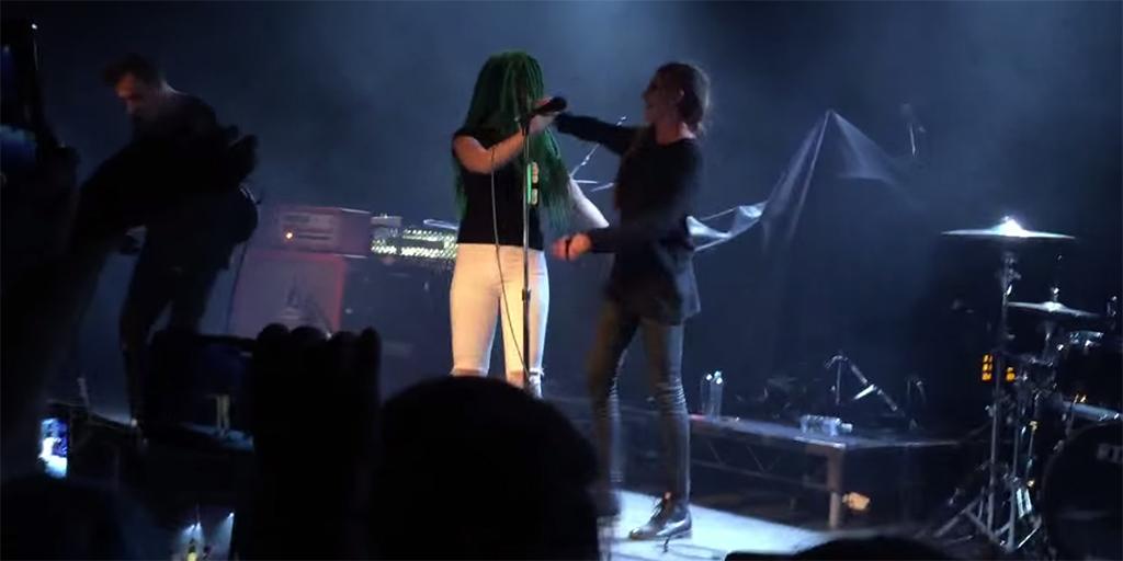 rocksound's tweet photo. When Jenna from Tonight Alive hopped onstage with PVRIS... http://t.co/MXX0QuCrsV http://t.co/ziqolzm9Ps