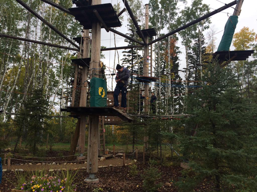 MOBHockey's tweet photo. Today the #OilBarons took in some zip lining at @WildPlayParks in #ymm. #AJHL #WildPlay http://t.co/d72xf234kr