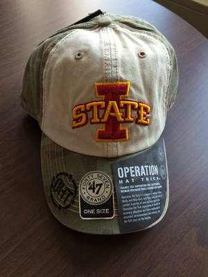 IAStateSA's tweet photo. Welcome reception for student veterans! 9/28 @ 4:30 Free food &amp; prizes like this awesome cap! http://t.co/hyvhOaIaCF http://t.co/rZvYvHKKjq