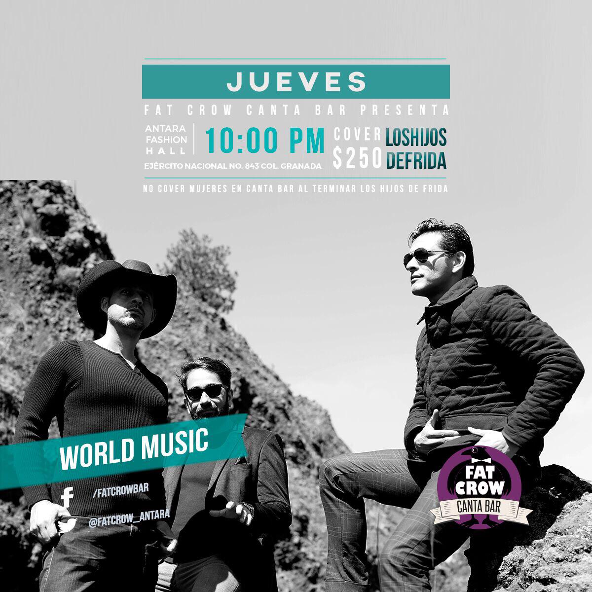 Bvetthsy's tweet photo. Este jueves en @Fatcrow_antara  tendremos a @LoshijosdeFrida reserva ya!! 5522707663 (whatsapp) http://t.co/Rr5SzJUVVO