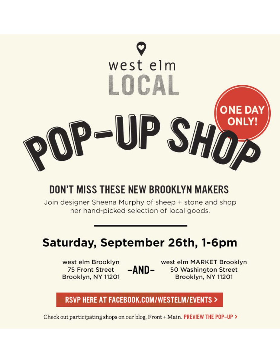 sheepandstone's tweet photo. join us this saturday, 9/6, 1pm-6pm at @westelm DUMBO for a pop-up shop showcasing my favorite local makers! #design http://t.co/qxfii3uWT7