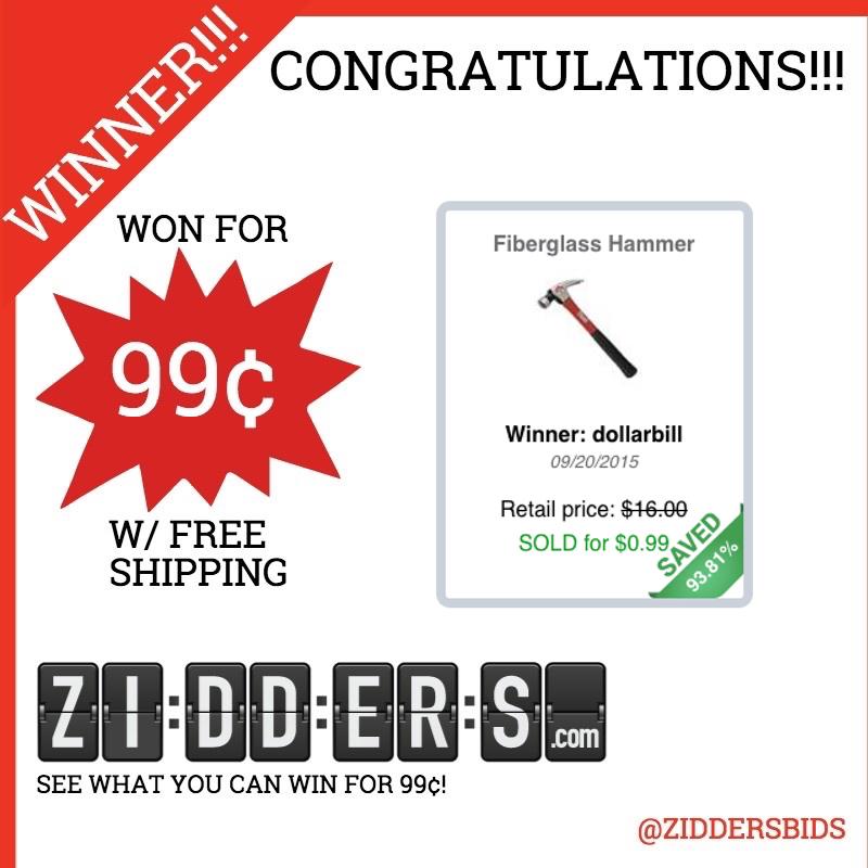 ZiddersBids's tweet photo. #Congratulations dollarbill for winning this Fiberglass Hammer for only 99¢! #win here > http://t.co/dBG0b3L6wp http://t.co/E6YmN5uhCD