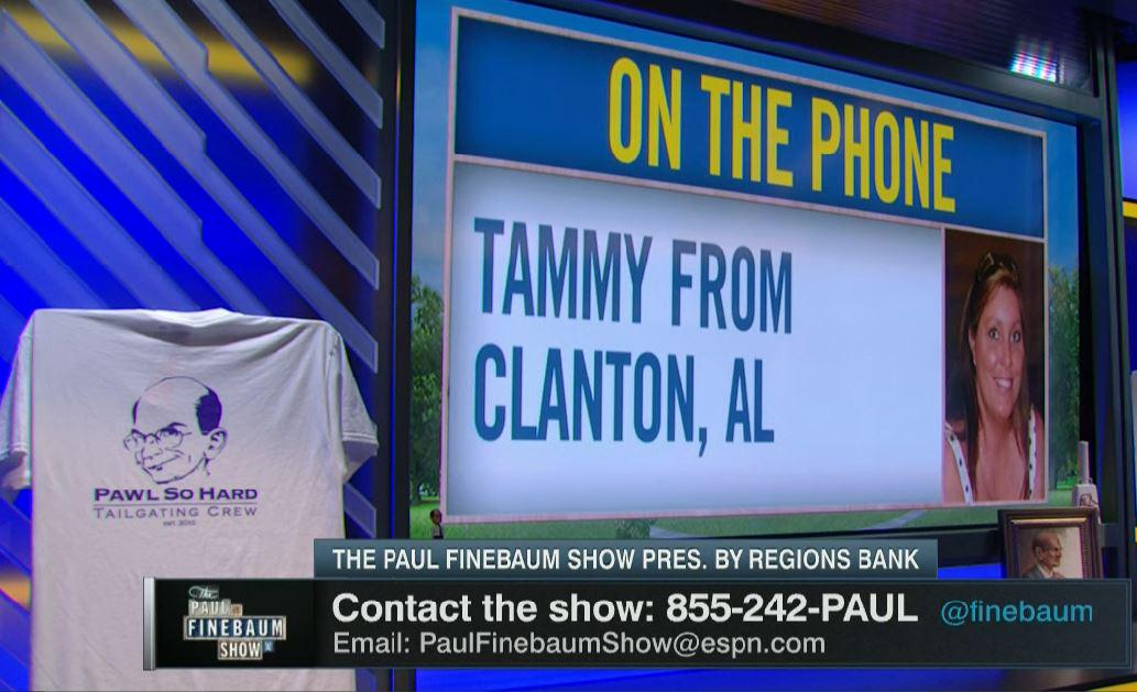 finebaum's tweet photo. You all were waiting for Tammy's call. Here it is in all its glory: http://t.co/l3ZPzp17Vj http://t.co/oY6kfe3Dmd