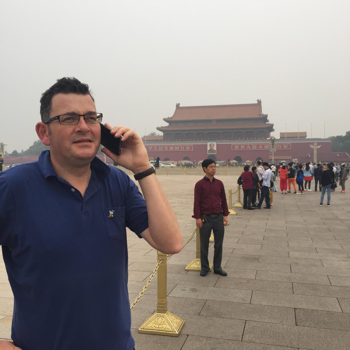 DanielAndrewsMP's tweet photo. Crossing live to @774melbourne from Tiananmen Square http://t.co/86BgpY90GM