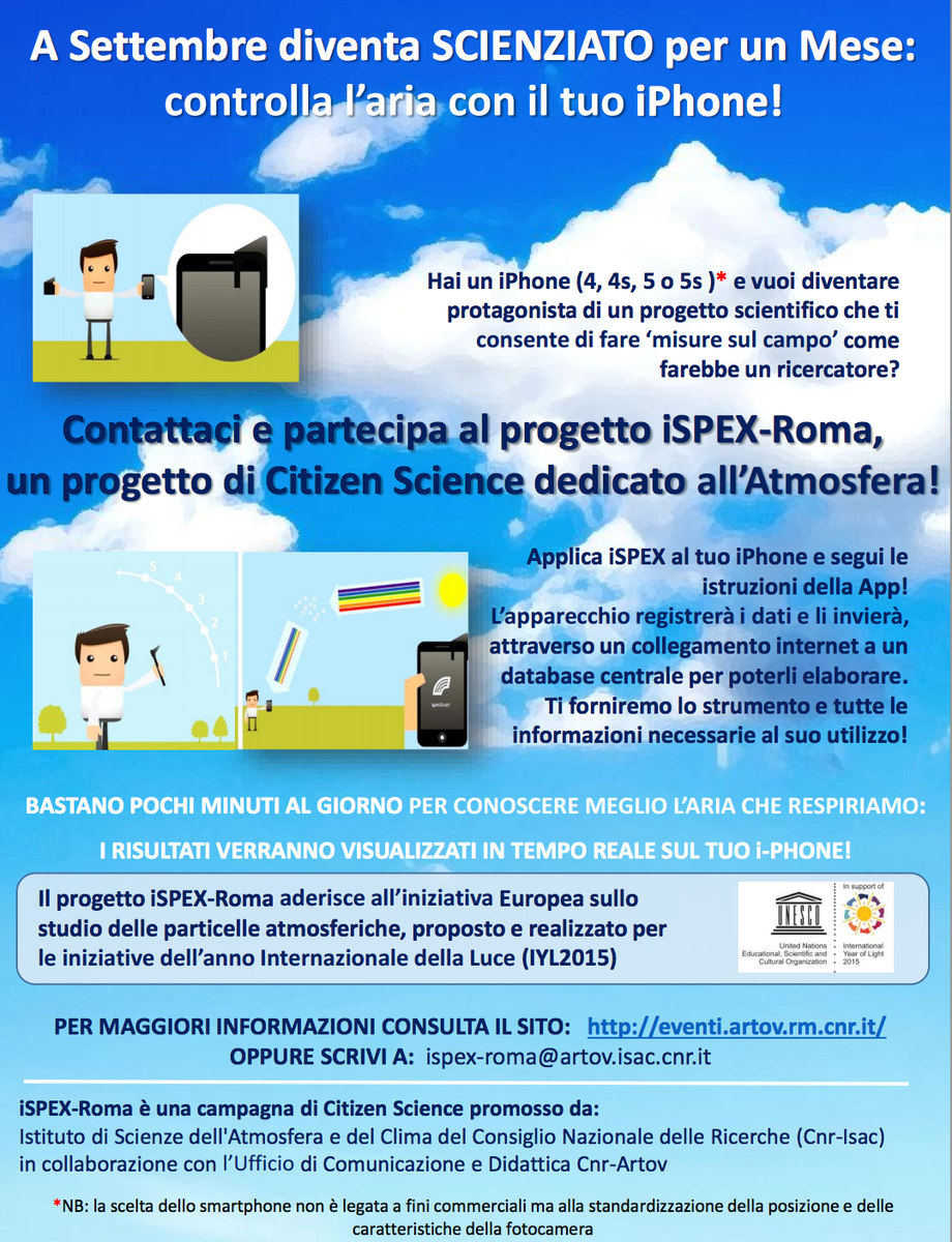 cmnit's tweet photo. E' in corso anche a Roma la bella iniziativa di #CitizenScience per valutare aerosol atmosferici #iSPEX http://t.co/YXZuNUcY5Z