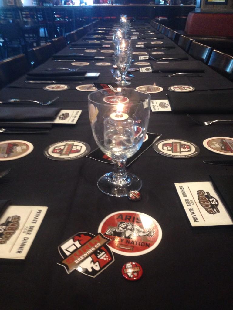 SurlyBrewingWI's tweet photo. Time to get this (dinner) party started! #GetSurly #StubClub http://t.co/qSGUGu0JM2