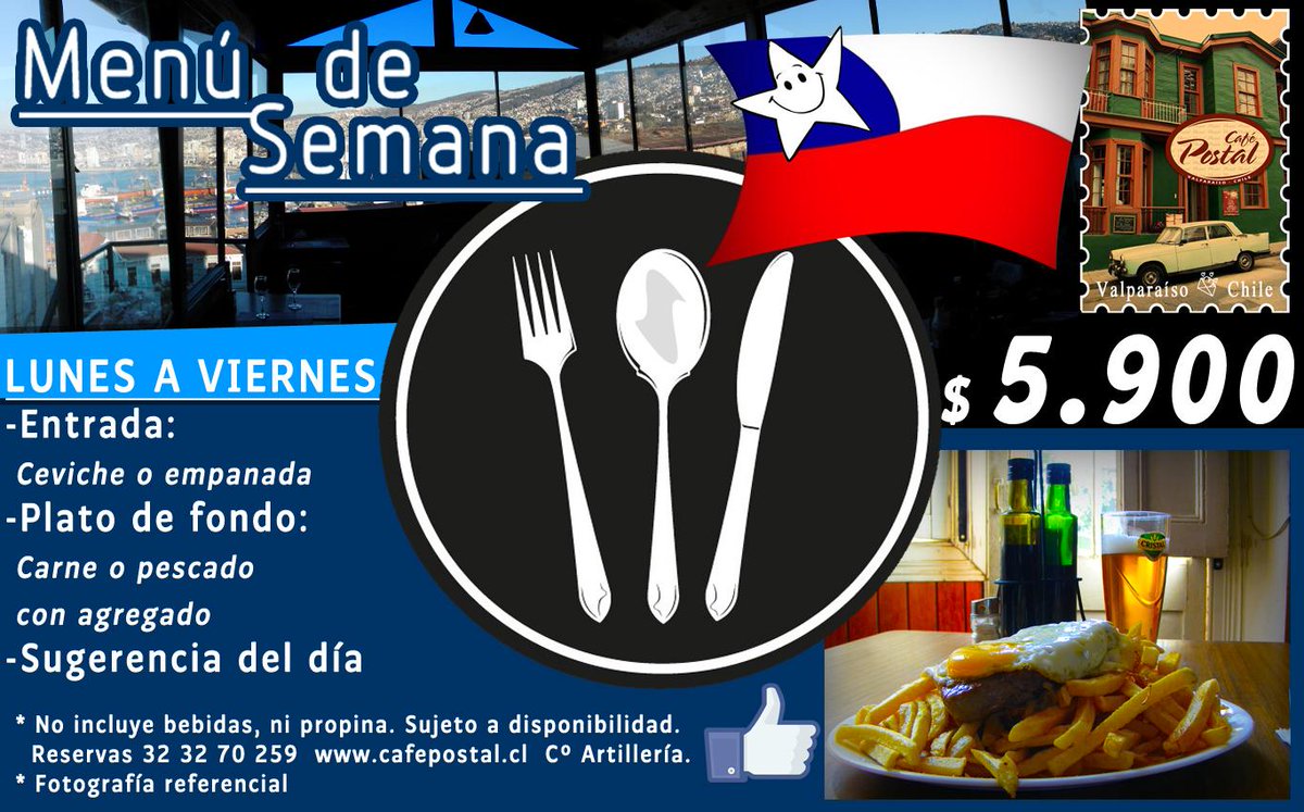 Bienvenida #primavera. Nuestro delicioso menú del día sigue a $5.900 #Oferta #Restaurante #Valparaiso <a href="/valparaiso/">La Historia de Valparaíso</a>
