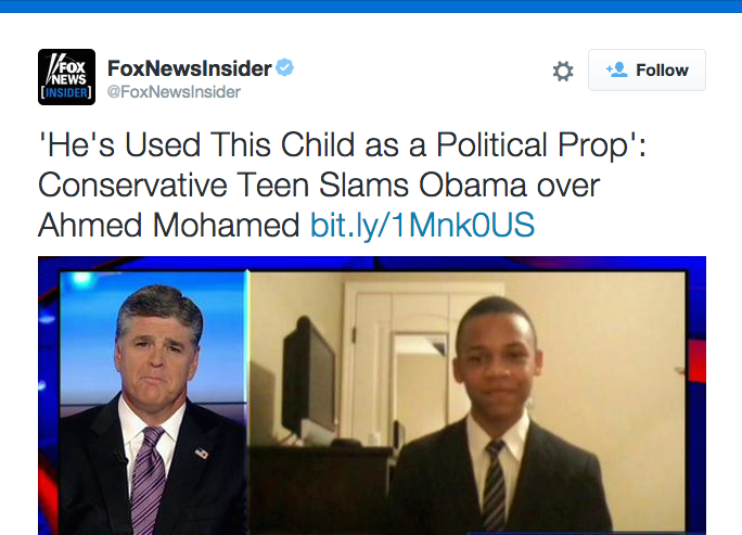 adamjohnsonCHI's tweet photo. BREAKING: Fox News uses child as political prop to accuse the President of using a child as a political prop. http://t.co/zAvVqMPAn1