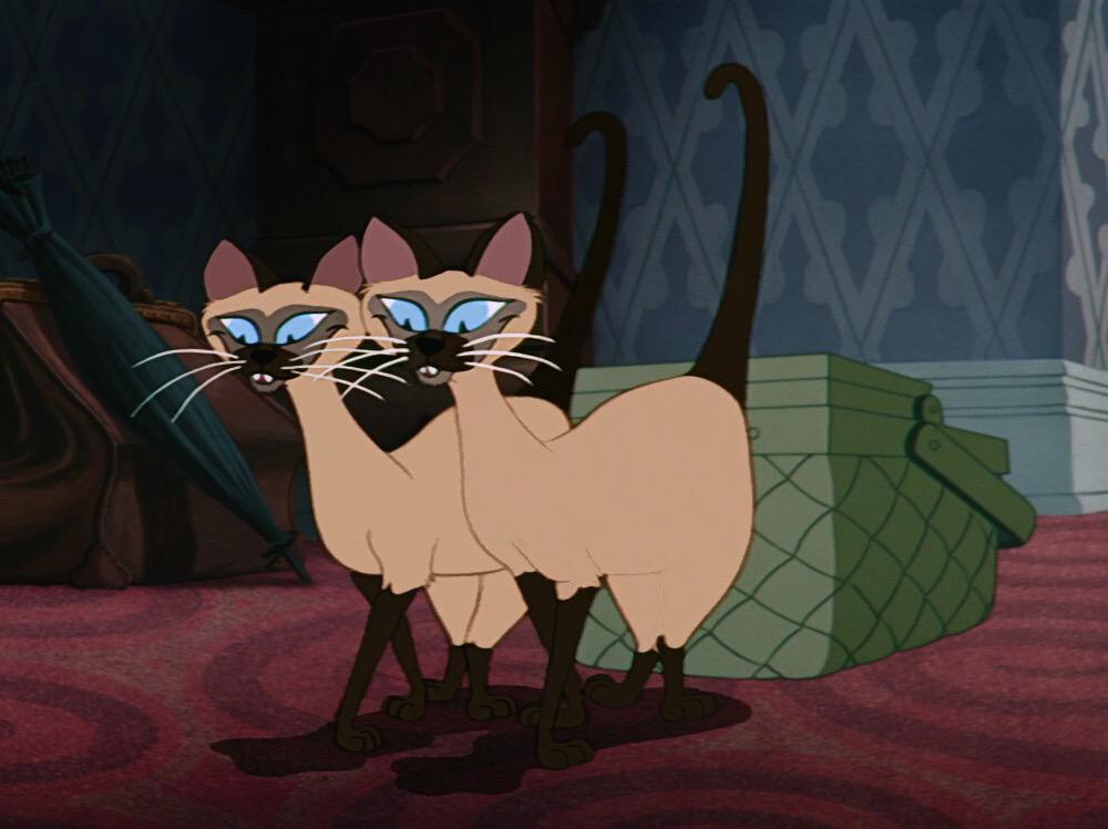 ヴィランズ豆知識bot サイとアム わんわん物語 セーラおばさんが飼う双子のシャム猫 人間の前では 文字通り 猫 をかぶり 影で悪さばかりしてレディに濡れ衣を着せる 名前のサイ Si とアム Am をあわせるとシャム Siam になる Http T Co