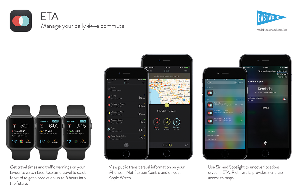 A new version of ETA is now available! Welcome public transit, Spotlight integration and an Apple Watch complication!