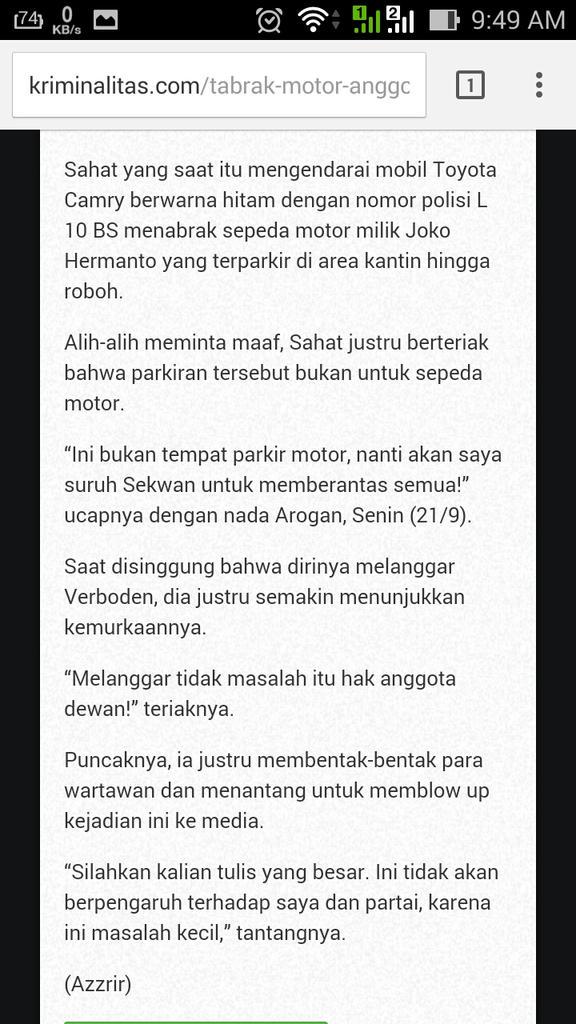jnessy_'s tweet photo. dear media, beliau sdh mengijinkan untuk diblowup. jgn lupa tagarnya : 

"anggota dewan berhak melakukan pelanggaran" http://t.co/Ylxdp4HCwD