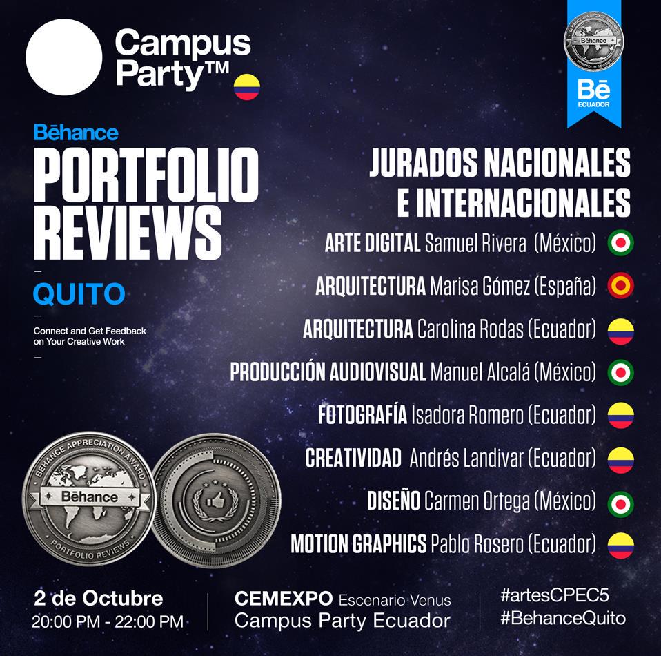 behanceQUITO's tweet photo. LIDERES NACIONALES E INTERNACIONALES
PORTFOLIO REVIEWS QUITO
>> http://t.co/CAPHgLWjri
#BehanceQuito #artesCPEC5 http://t.co/6BX3DH1dr9