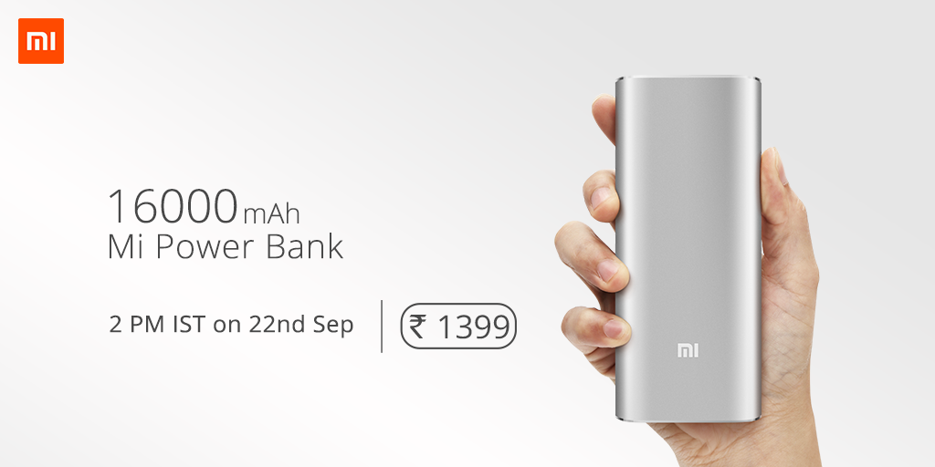 XiaomiIndia's tweet photo. Add an extra 16000mAh of battery life! #16000mAhMipowerbank is going on sale today at 2 pm on http://t.co/osSEXTVk0K http://t.co/Po2cDuHJcp