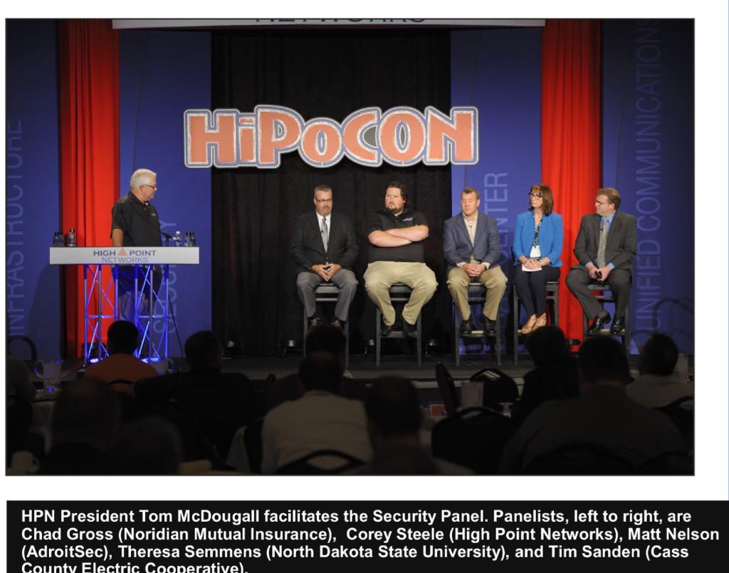 adamjaymartin's tweet photo. Great pic @tommcdougall @MattNels @sodaphish @TheresaSemmens at @HiPoCON2015 @HiPoNetworks @HPNInfoSec #HiPoCon2015 http://t.co/j4D50WNgxP