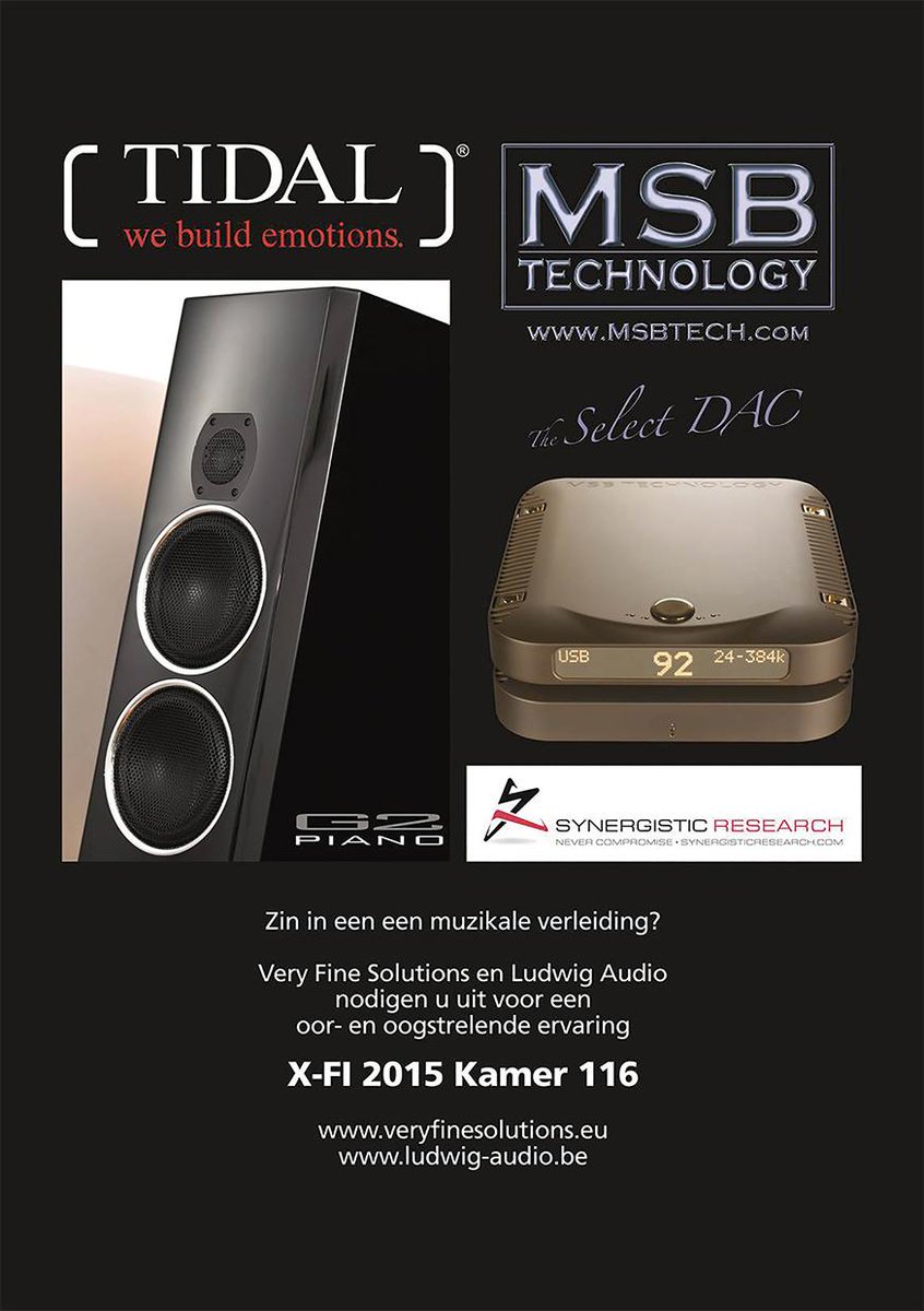 Kom je dit WE luisteren? Kamer 116 #X-Fi2015 #MSB # Tidal #Synergisticresearch #music #enjoy