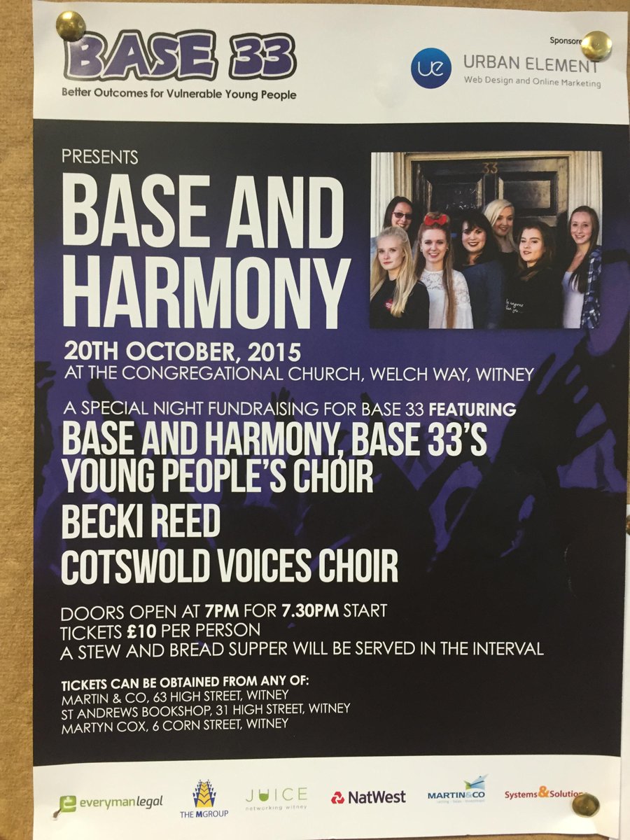 EverymanLegalLt's tweet photo. Proud to be supporting @Base33UK on 20/10 at the Base and Harmony fundraising event! Hope to see you there! #witney http://t.co/IJ9ibgBDu6