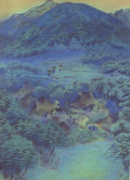 洛北修学院村』 速水御舟 修学院近辺の風景を「青」を全面に出して描い