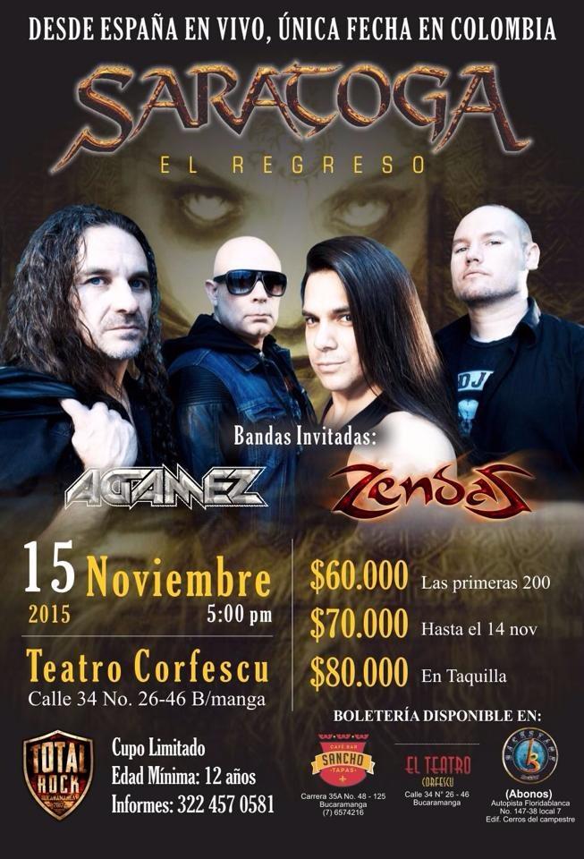 BarBackstage's tweet photo. Saratoga en concierto. 
Dom 15 de noviembre.
Bucaramanga. http://t.co/M7FkrMQdl3