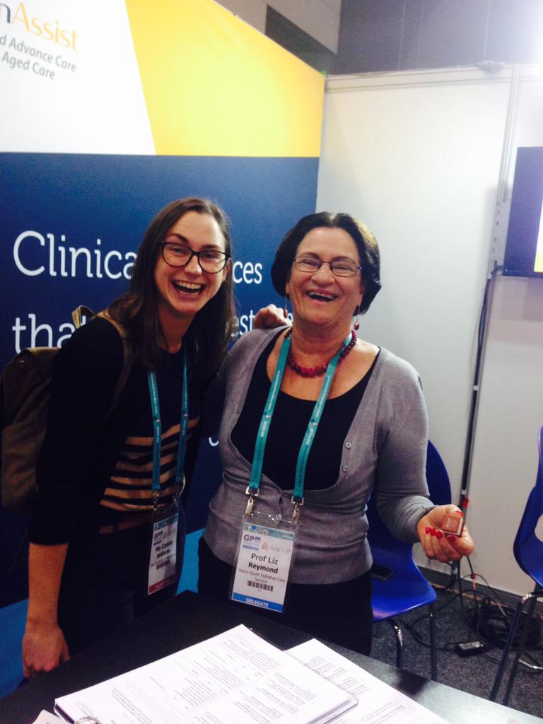 cindercake's tweet photo. @cindercake: CHALLENGE SEVEN: catching up with Liz Reymond after her end-of-life care talk! #GP15amazingrace @RACGP http://t.co/Y5vrFhcgJb