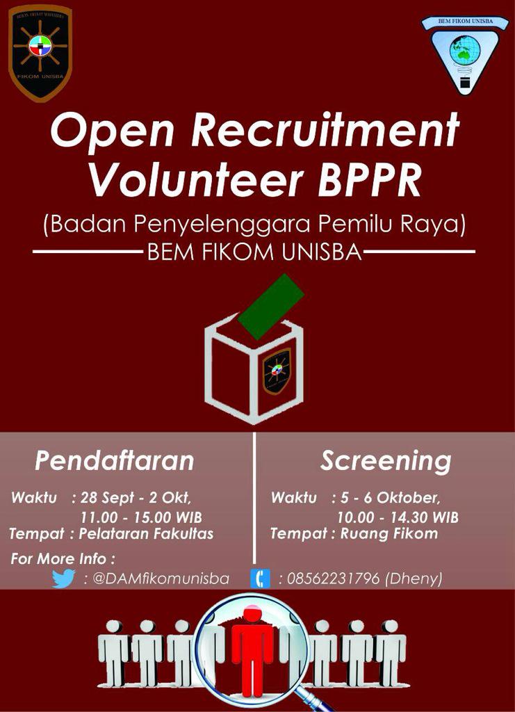 DAMfikomunisba's tweet photo. Bergabunglah bersama DAM FIKOM 2015 sebagai panitia Badan Penyelenggara Pemilu Raya (BPPR) BEM FIKOM UNISBA 2016! http://t.co/pXIJNx3RlN