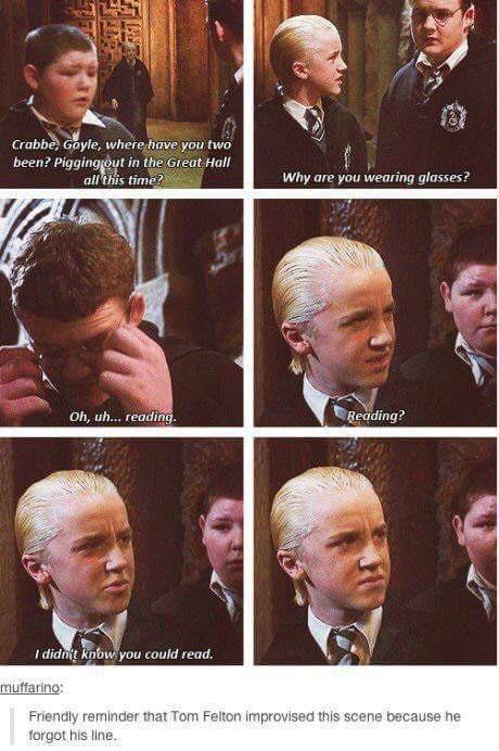 PotterWorldUK's tweet image. This scene was improvised by Tom Felton because he forgot his line.
#HappyBirthdayTomFelton