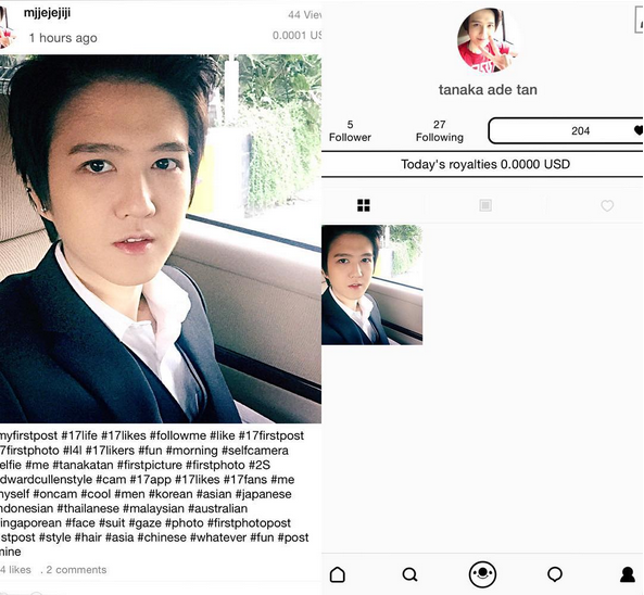 [Pic] 150921 #2S #2Stars Tanaka Tan Instagran update