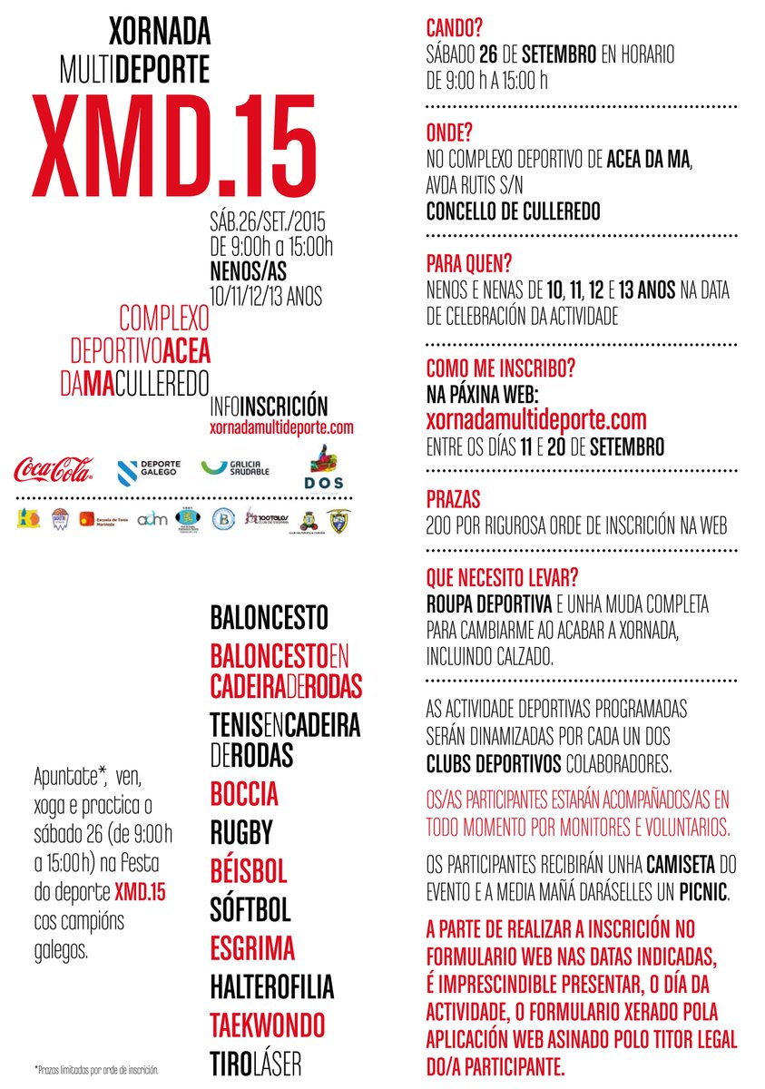 Galicia Saudable (@galiciasaudable) on Twitter photo Xornadas multideporte para nenos/as XMD.2015. Inscríbete aquí > xornadamultideporte.com con <a href="/Xunta/">Xunta de Galicia</a> #deporte #Galicia Xornadas multideporte para nenos/as XMD.2015. Inscríbete aquí > xornadamultideporte.com con <a href="/Xunta/">Xunta de Galicia</a> #deporte #Galicia