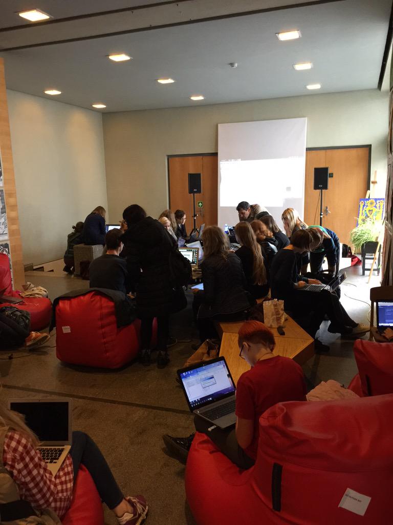 CC_Innovation's tweet photo. Workshop with @yaxu jammed full! Lots of upcoming Lithuanian live coders in the making. #sonicpattern #kaunasbiennial http://t.co/48dcSv1InF