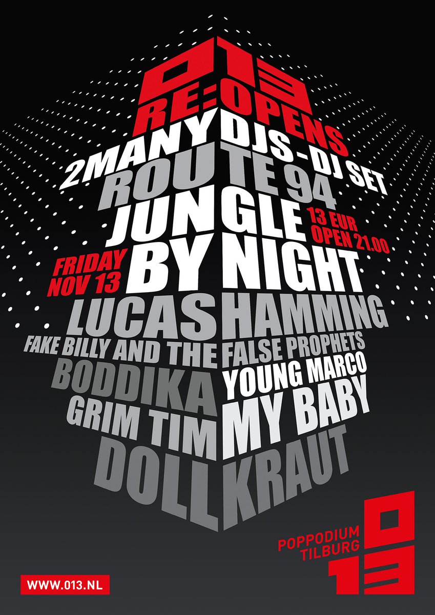 Proud bands <a href="/GrimTimBand/">Grim Tim</a> en @fakefakebilly spelen 13-11 op het openingsfeest van <a href="/013/">013 Poppodium</a>! 013.nl/programma/4058…