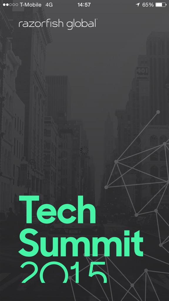 3onner's tweet photo. #rftech We are LIVE. @Razorfish Tech Summit 2015 hosted by our CTO @rvelez inc - #ibmwatson #pfsk #TheThirdChannel http://t.co/yxkM9HTMst