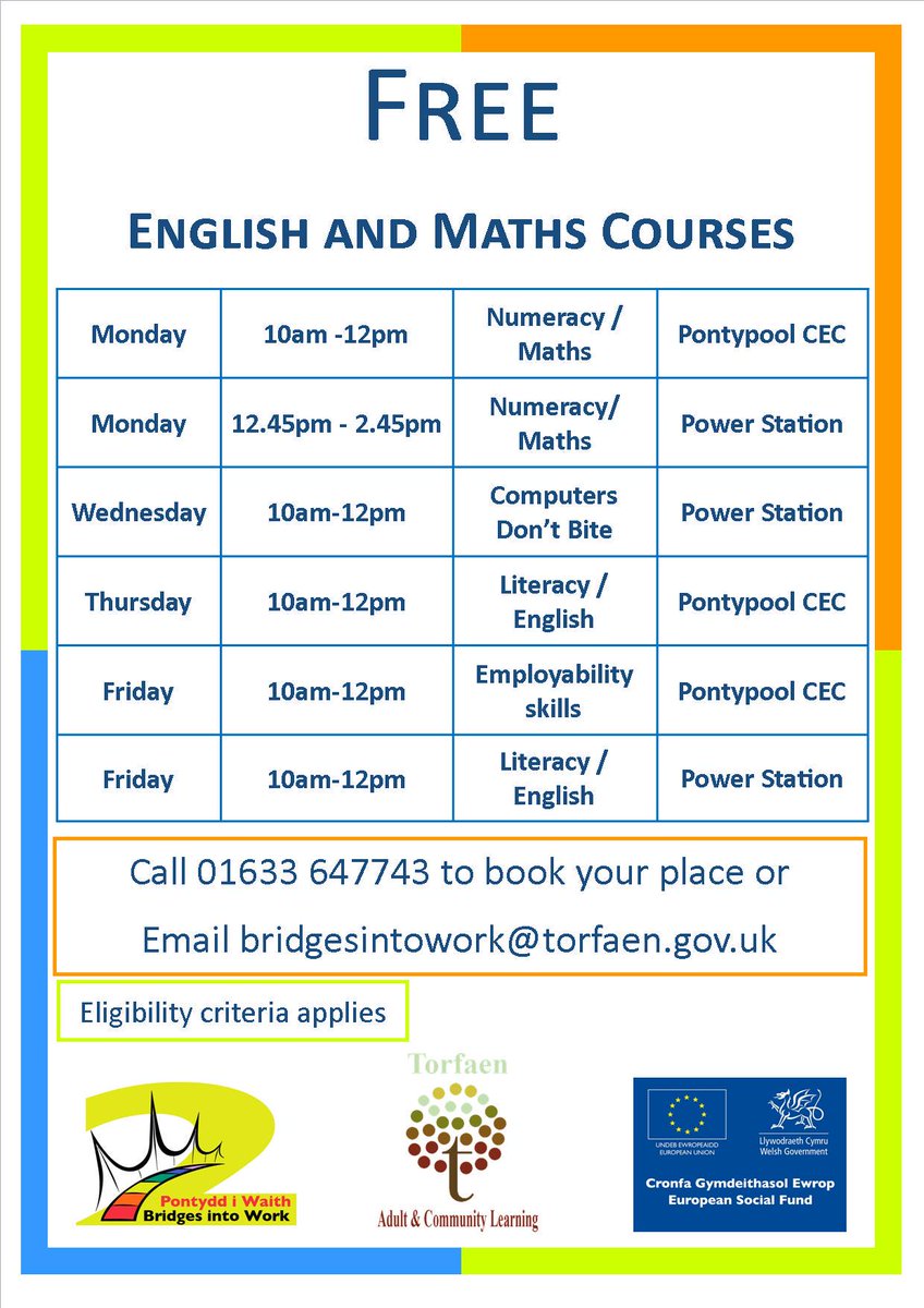 Want to upgrade your Maths &amp; English? FREE #basicskills courses in your area now. <a href="/TorfaenACL/">Jean Gaywood</a> <a href="/torfaencouncil/">Torfaen Council 🏴󠁧󠁢󠁷󠁬󠁳󠁿🇺🇦</a>