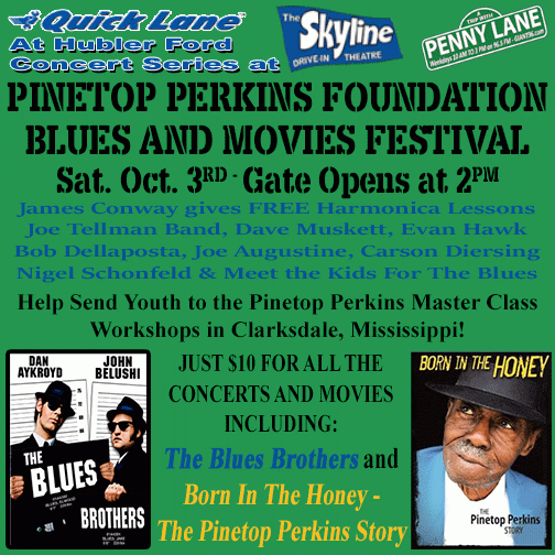 IndianaBluesLLC's tweet photo. Pinetop Perkins Foundation Benefit Blues &amp; Movies Festival at the Skyline Drive-In in… http://t.co/J5zromXD7p http://t.co/RdY7LVWoP1