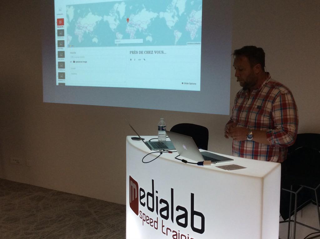 jkostreche's tweet image. #medialabST @Blondeelcedric (@presseocean) partage son expérience de #StoryMapJS