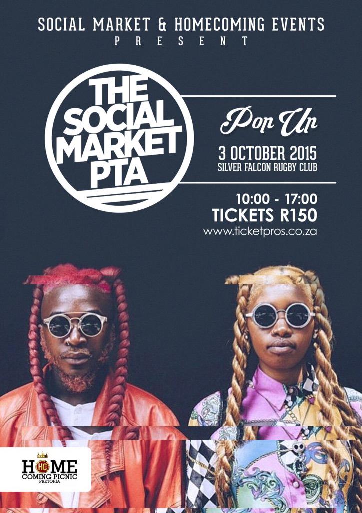 Social market x #HomeComingPicnic get your tickets at ticketpros.co.za postnet or Shesha