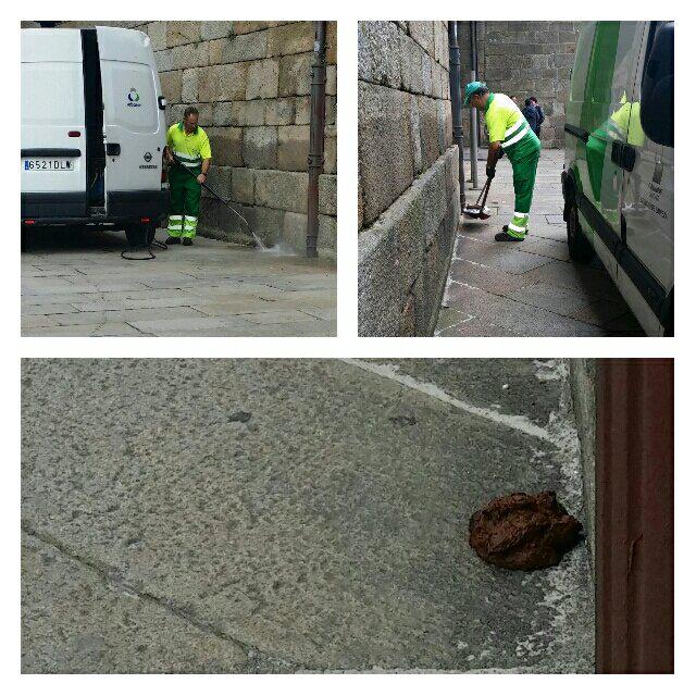 Recolle os excrementos caninos. Pensa nos demais. Unha actitude irresponsable, moitos problemas. #compostela #urbaser