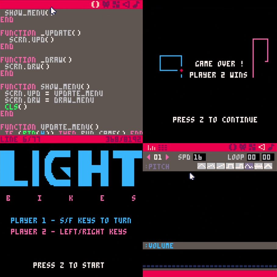 PicoEight's tweet photo. How to write a simple game in #PICO8 by @rabidgremlin

Part 1
http://t.co/KFvyqI518M

Part 2
http://t.co/IqB5FzWQcV http://t.co/RQ1zn1VaRn