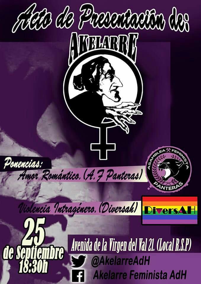 AFPanteras's tweet photo. Este Viernes nos vemos en la presentación de @AkelarreAdH con ponencias sobre #AmorRomántico y #ViolenciaIntergénero http://t.co/p6xBlpXEpF