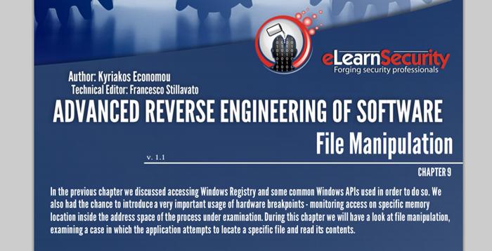 INEsecurity's tweet image. Learn about #filemanipulation. Get a demo of Advanced Reverse Engineering of Software course: ow.ly/RkAl3