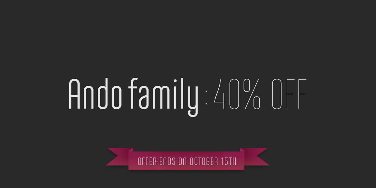 Ando family is currently on sale for 40% off on <a href="/Fontspring/">Fontspring</a> !
fontspring.com/fonts/jcfonts/…