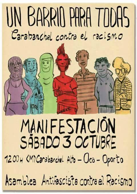 BRIGADA36's tweet photo. Sábado 3 de Octubre manifestación en Carabanchel contra el racismo! http://t.co/4QiiigIsZA