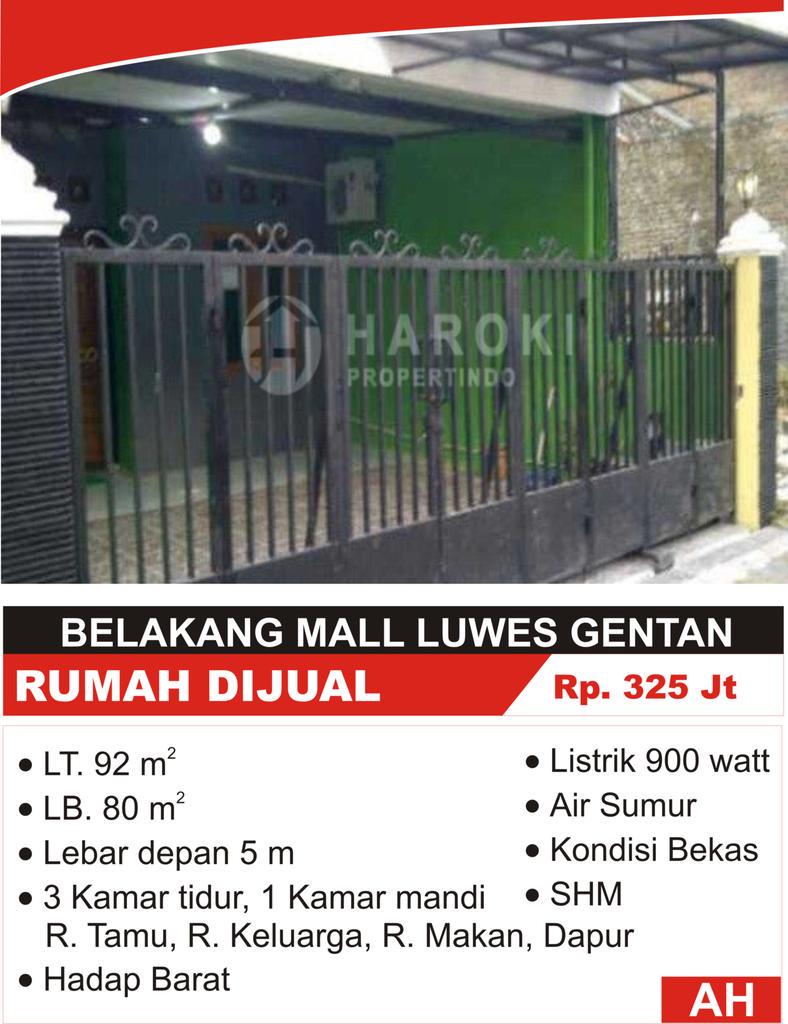 Di Jual Rumah di Gentan Solo, info lebih lanjut di 089682364788/ BBm 53beb448
Terimakasih