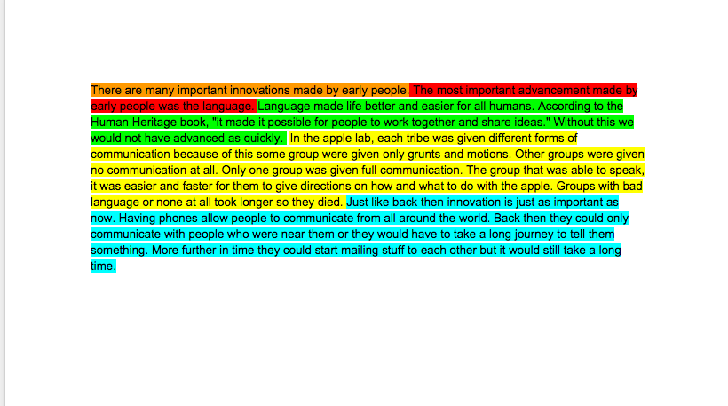 Highlighting ER helps kids identify major parts that are needed. Intro, claim, evidence 1, evidence 2, connection