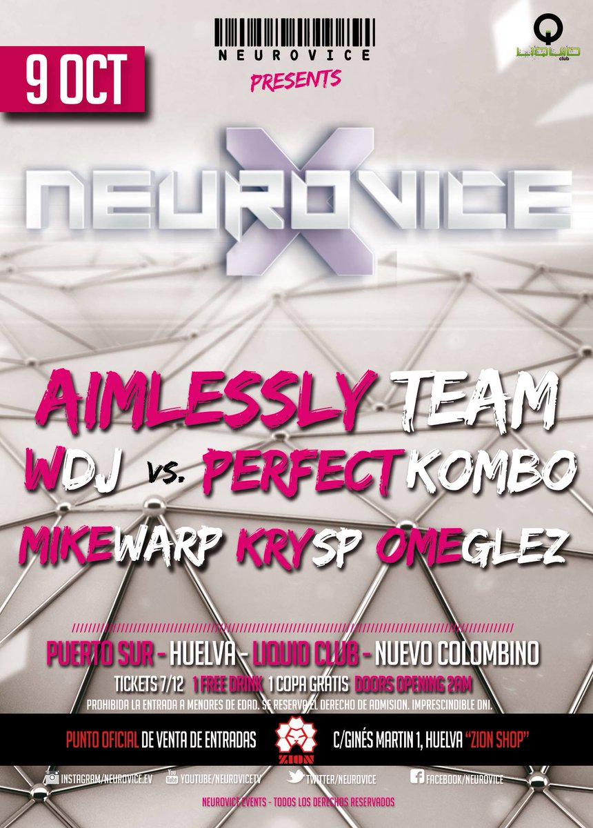 NEUROVICE's tweet photo. Aquí tenemos el esperado cartel! Sorteamos 1 FREE PASS entre los que hagan Retweet! #NEUROVICIO http://t.co/Yyx2yGiA9p