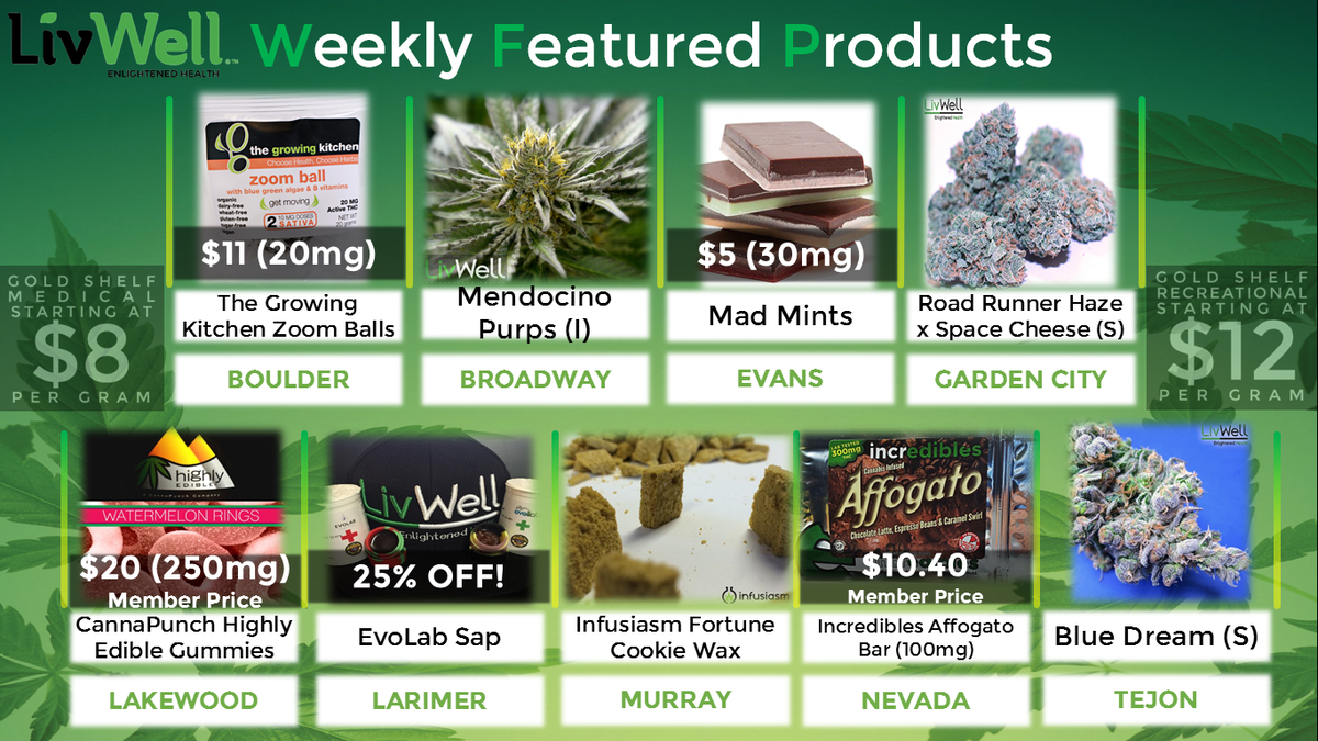 LivWellCannabis's tweet photo. Weekly Featured Products: @GrowingKitchen, @CannaPunch, @EvolabCO2, @IncrediblesMMJ, #Infusiasm, & dank nugs! http://t.co/DcFGDrPw64