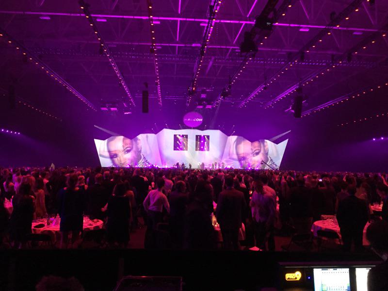 Plenty of <a href="/MeyerSound/">Meyer Sound</a> #Leopard and #Lyon speakers in use at today's rebranding of #sfr to #cirkleK