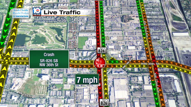 Crash on SR-826 SB at NW 36th St. Speeds at 7mph #traffic #miami @JeniseFernandez http://t.co/KFP5ZriXMI