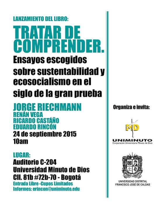 LiberaCol's tweet photo. Este jueves 24 y viernes 25 Jorge Riechmann en Uniminuto. Acompáñanos y difunde. http://t.co/c9itw4XwLD