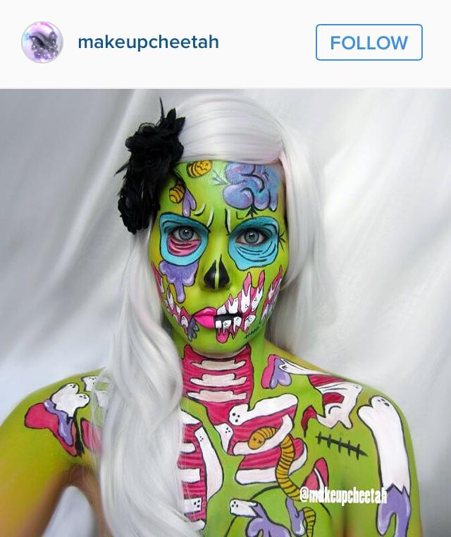 mehronmakeup's tweet photo. Fantastic colorful #zombie from #MakeupCheetah using #ParadiseMakeupAQ http://t.co/Cr2boSIfDT