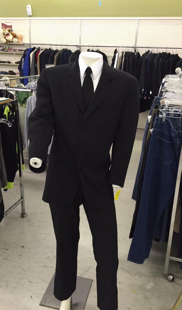 You can get this whole suit outfit for just over $20 at Chez Thrift! Come in and check out our great selection!